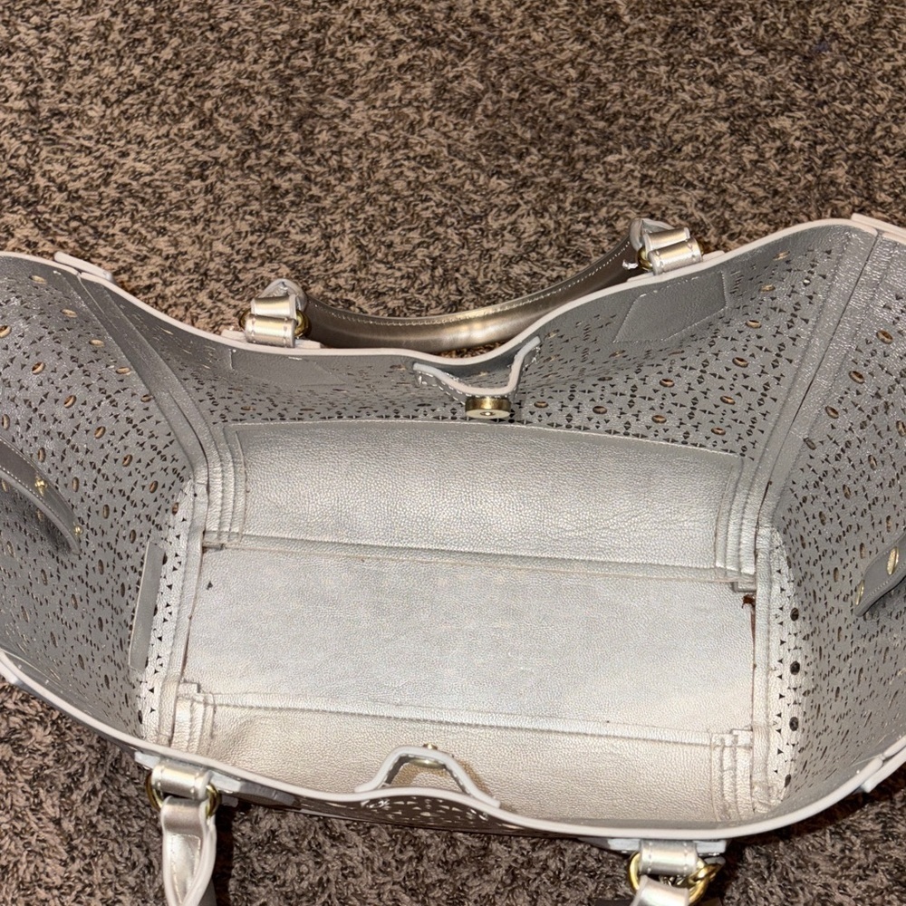 Steve Madden Silver Perforated Tote with Tassel - Picture 3 of 6